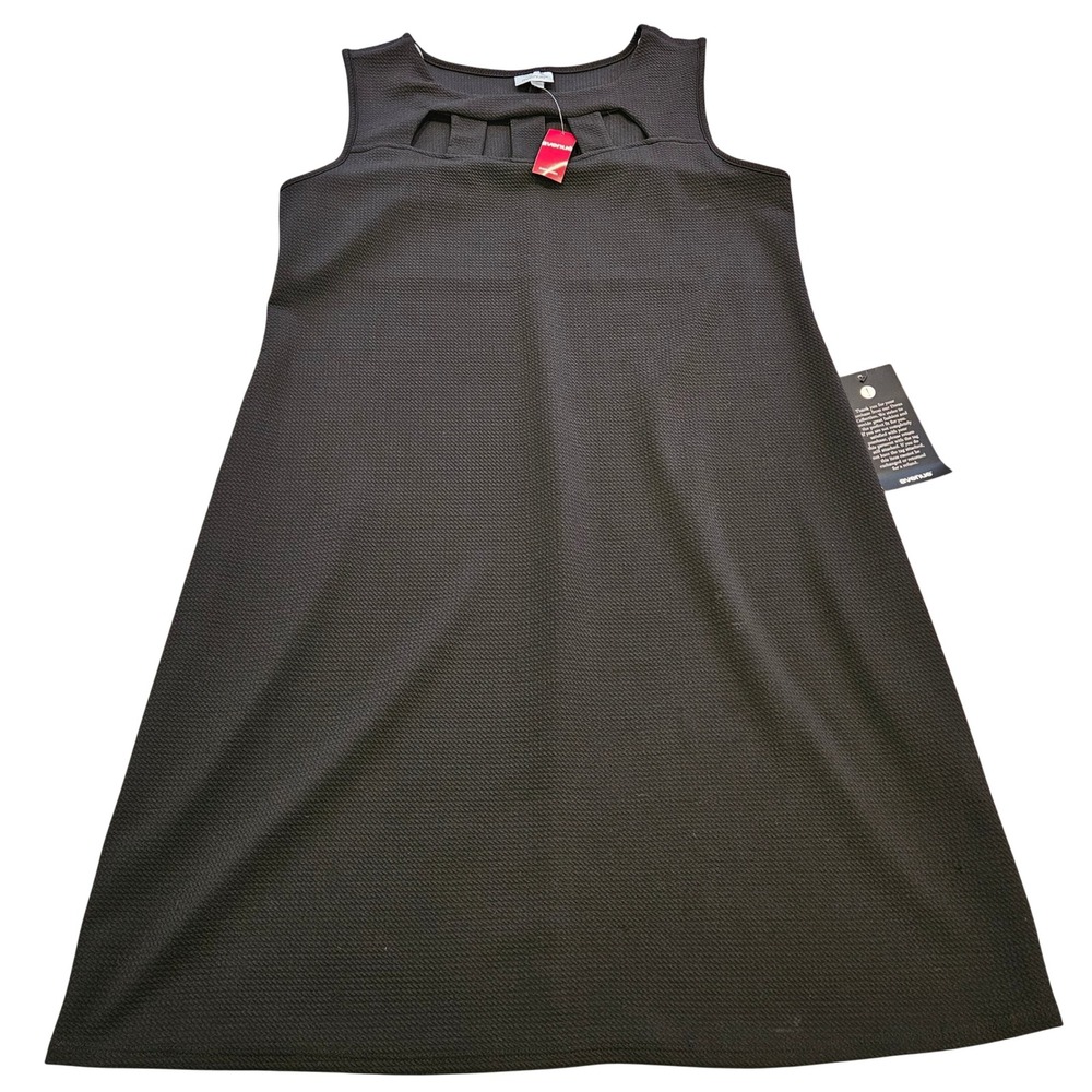 Avenue Black Textured Sleeveless Shift Dress Cutout Neckline Plus Size 14/16 NEW